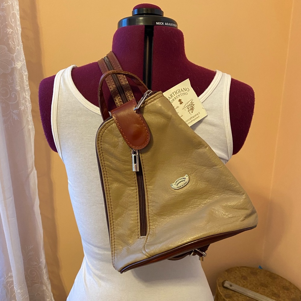 Italian leather purse backpack